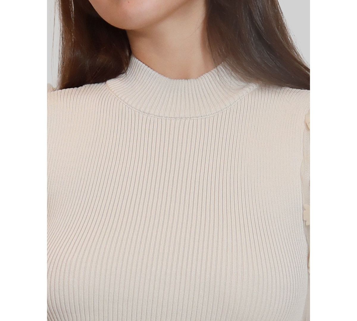 Dylan Ryan Junior's Flocked Flower Mock Neck Dress In White