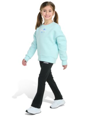Girls 2-Piece Crewneck Fleece Pull-On Sweatshirt and Ribbed Flare Pant Set