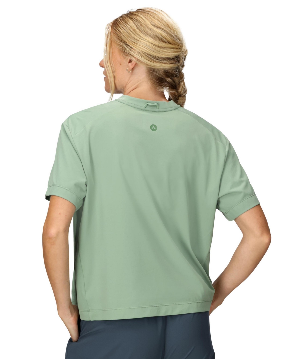 Marmot Women's Air Exchange Upf 50 Crew Short Sleeve Ribbed Collar T-shirts In Green
