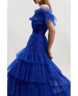 Women's Tulle Off Shoulder Maxi Dress