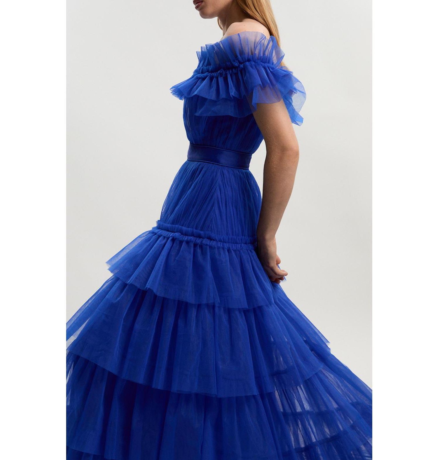 Women's Tulle Off Shoulder Maxi Dress