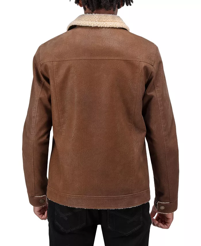 Men's Jacket With Faux Shearling Lining - thumbnail 2