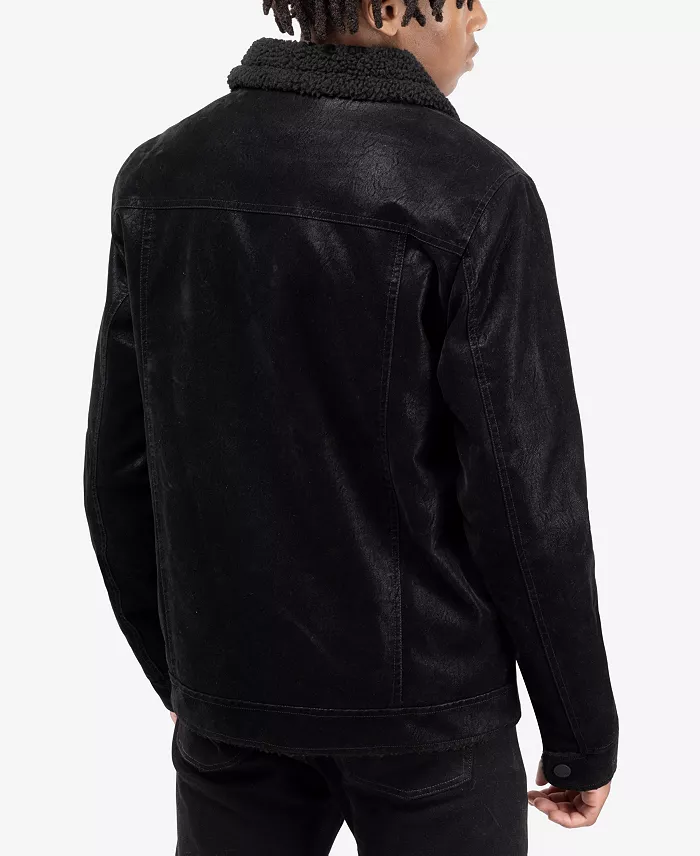 Men's Jacket With Faux Shearling Lining - thumbnail 10