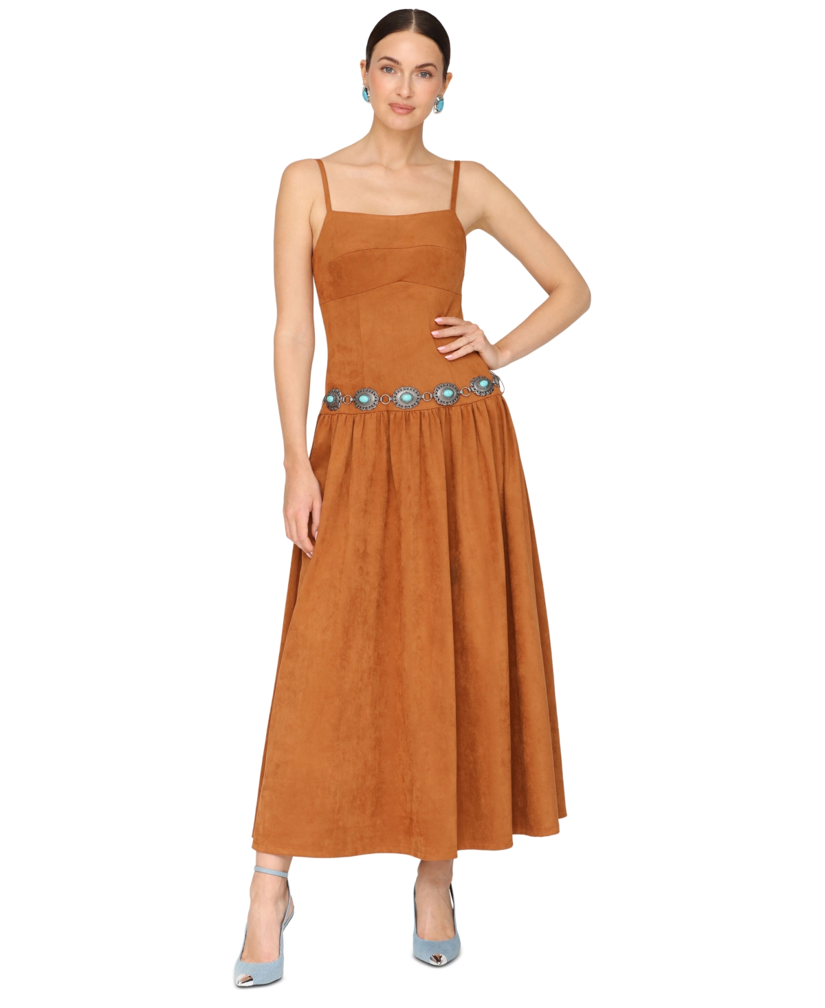 Avec Les Filles Women's Drop Waist Sweetheart Neck Maxi Dress In Multi