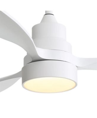 48-inch Modern White Downrod Indoor Walnut Wood 3-Blade LED Ceiling Fan Light with Remote Control Support Six Speed Ajustable