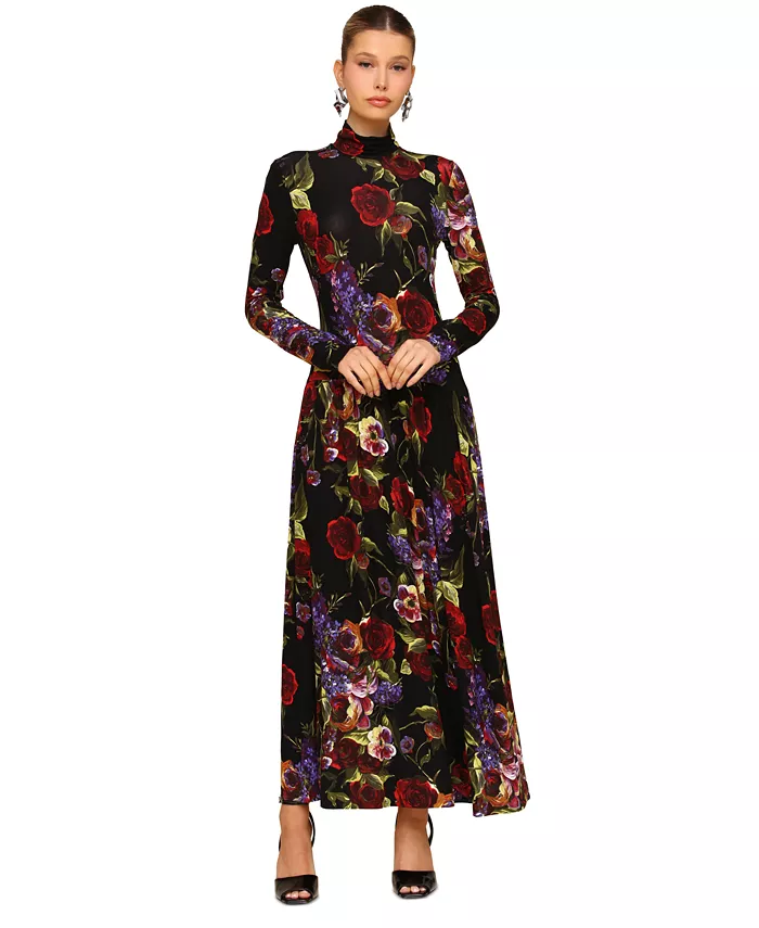 Women's Long Sleeves Printed Maxi Dress - thumbnail 4