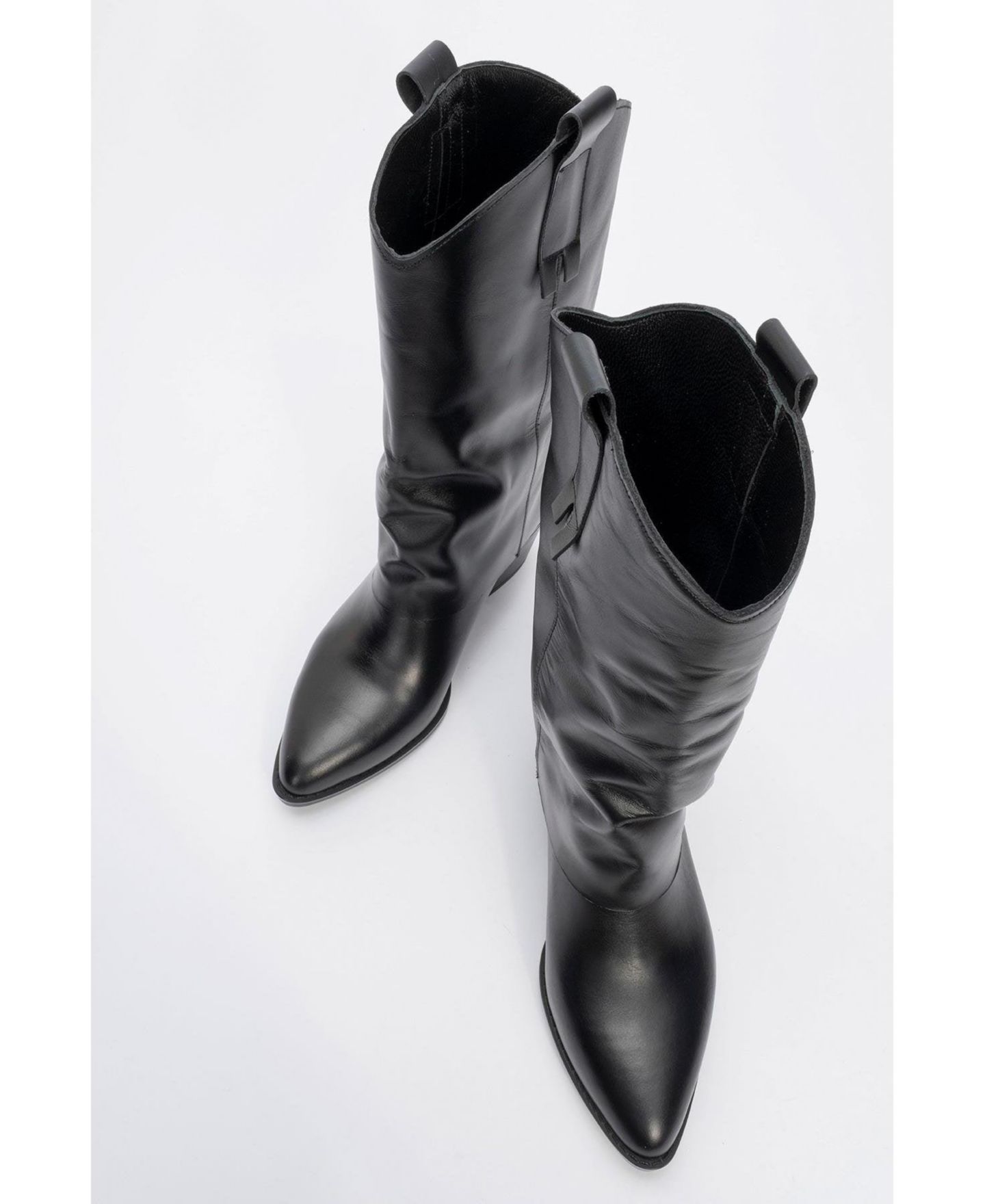 Женские ботинки Forever & Always Shoes Teodora Leather Block Heel Boot (Women), цвет: Чёрный кожаный — фото 2