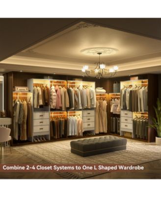 5FT Small Closet Organizer System with 3 Fabric Drawers, 60" Closet System with 3 Shelving Towers