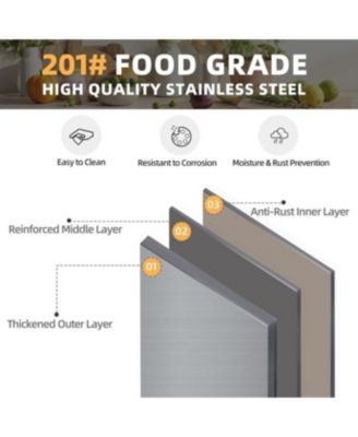 48"x24" 201 Stainless Steel 2 Shelves, 2 Drawers, 1700 lb Capacity, Locking Wheels Commercial Prep Table