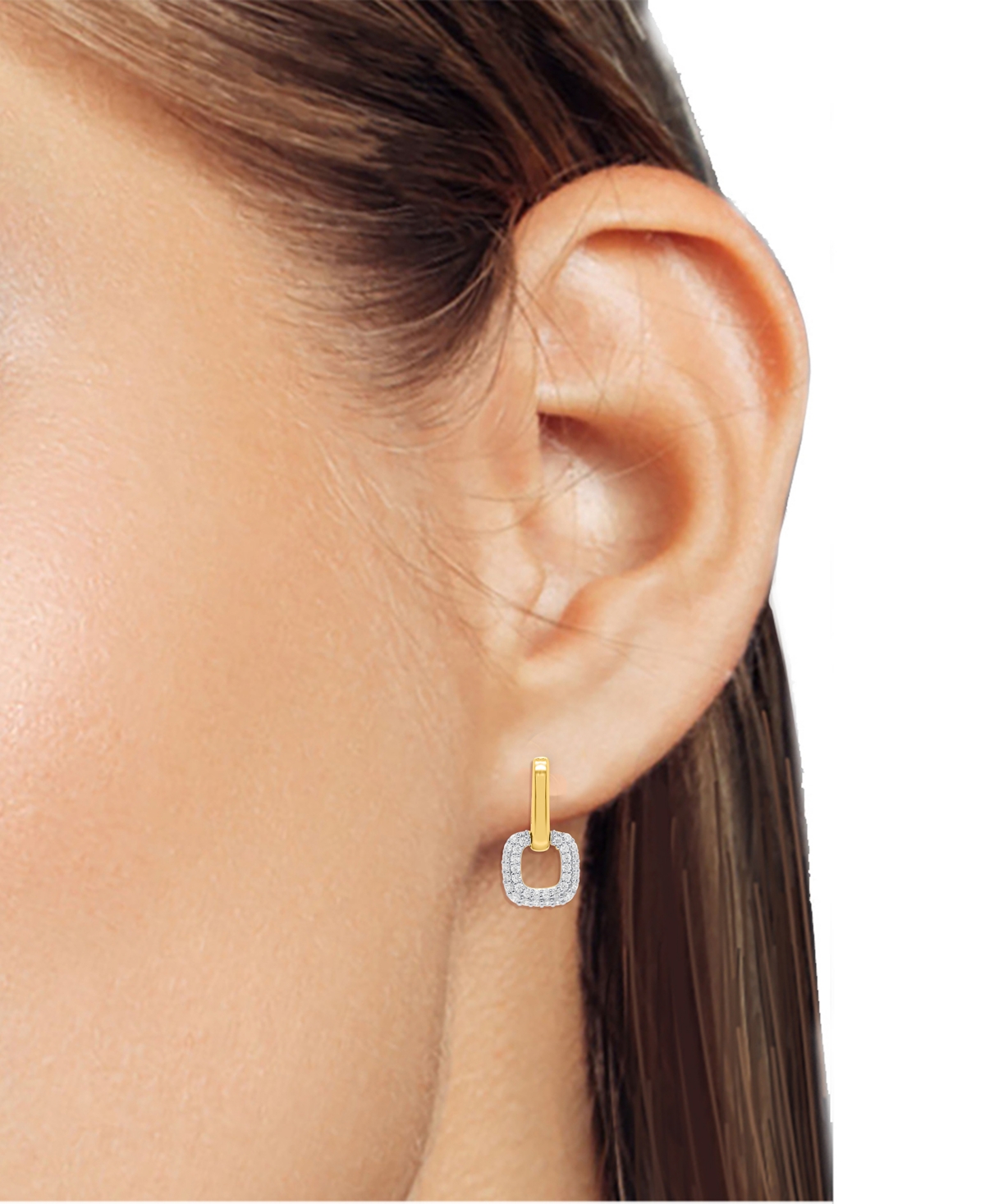 Macy's White Diamond Drop Earrings (1/4 ct. t.w.) in 14K Gold Plating with Sterling Silver