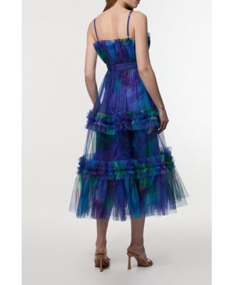 Women's Dark Floral Bandeau Midi Dress