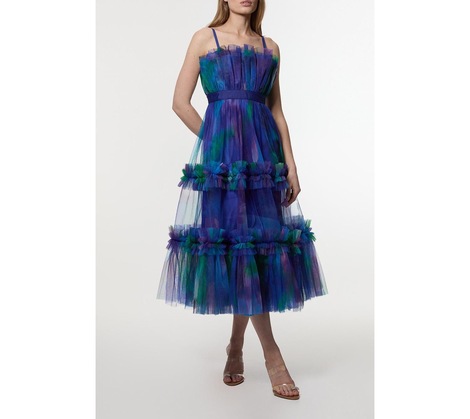 Women's Dark Floral Bandeau Midi Dress