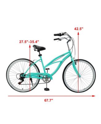 26-Inch Beach Cruiser Bike for Adults with Shimano 7-Speed, High-Carbon Steel Frame for Leisure Cycling