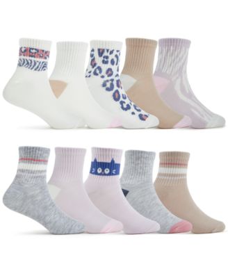 Trimfit - Girls 4-11 10-Pack Fashion Quarter Socks