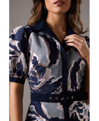 Women's Short Sleeve Jacquard Shirt Dress