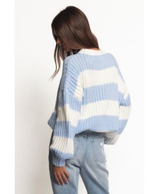 Courtney Thick Stripe Knit Sweater - Blue Cream