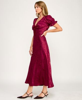 Juniors' Short Sleeves Midi Dress