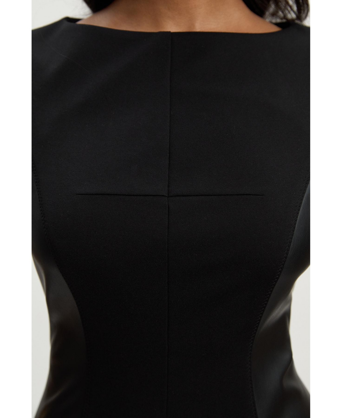 Karen Millen Women's Ponte And Pu Mix Pencil Midi Dress
