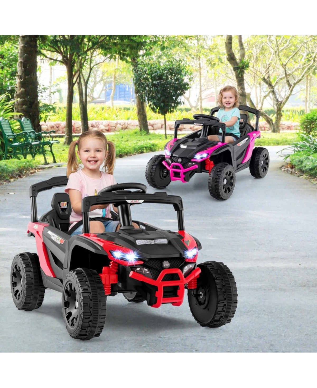 12V Kids Ride On Car Utv Electric Vehicle with Led Lights Music and Horn