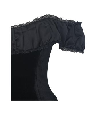 Women's Daisha Black Lace Trimmed Off-Shoulder Ruched Mini Dress