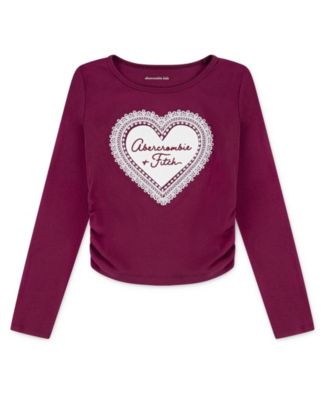 abercrombie kids - Girls Metallic Hearts Ruched Long-Sleeve Top