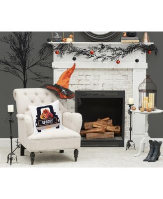 Pumpkin Truck Happy Halloween Hooked Throw Pillow, 3" x 18"