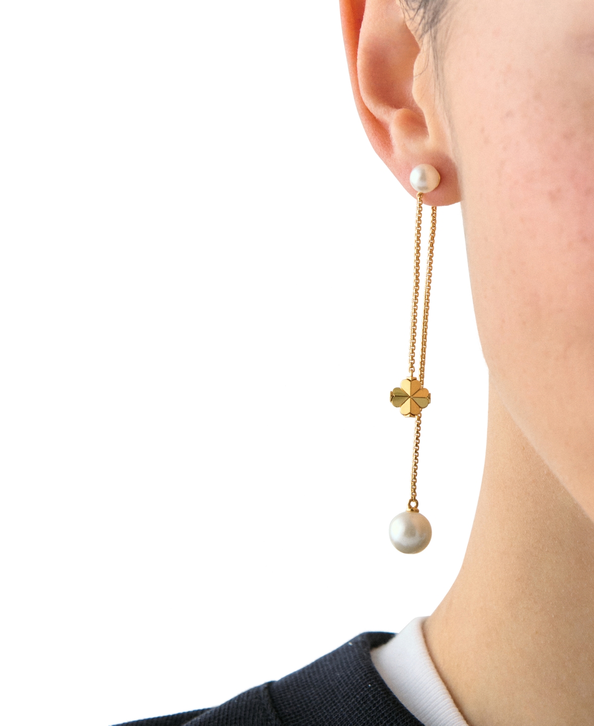 Kate Spade Imitation Pearl And Cubic Zirconia Chain Linear Earrings In Multi