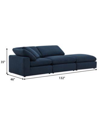 Fog 3-Pc. Fabric L-Sectional Ottoman End Sofa Set