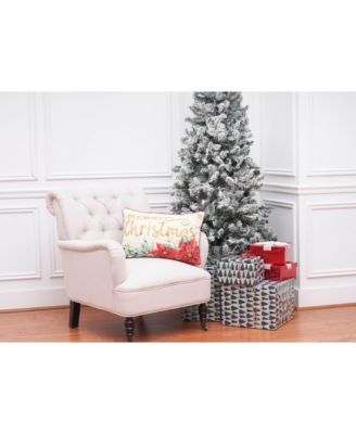Merry Christmas Poinsettia Printed and Embroidered Throw Pillow, 14" x 22"