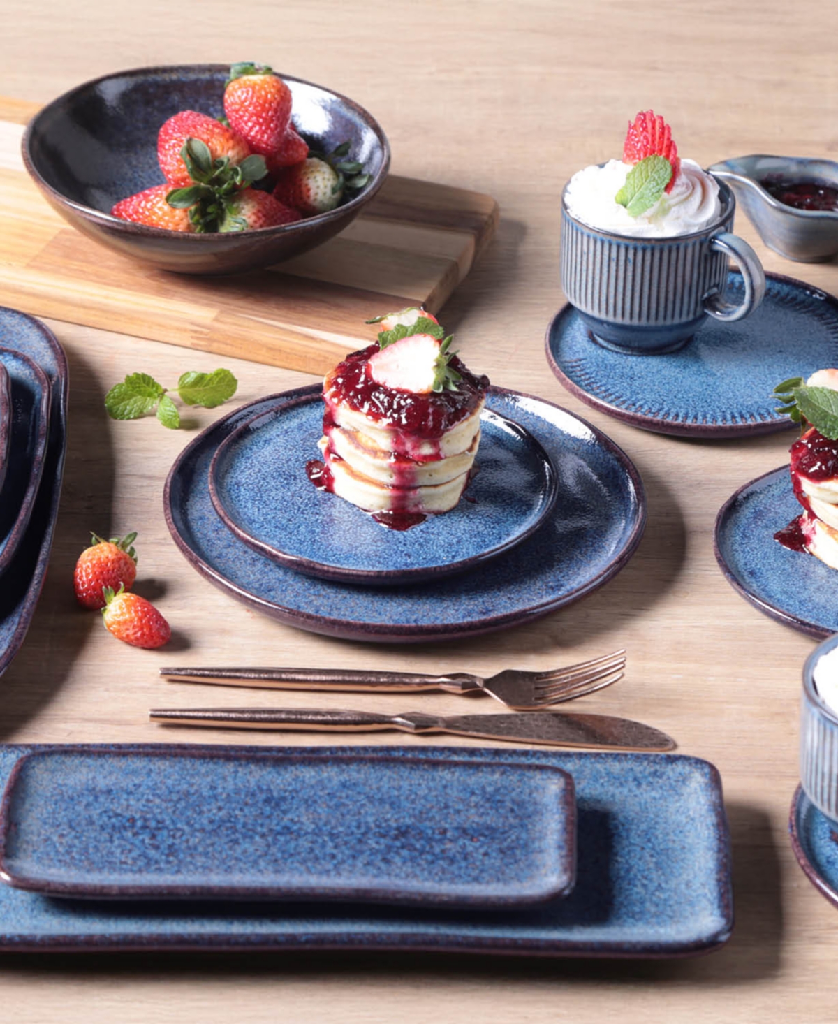 Porto Brasil Stoneware Bread Plates, Set Of 6 In Blue