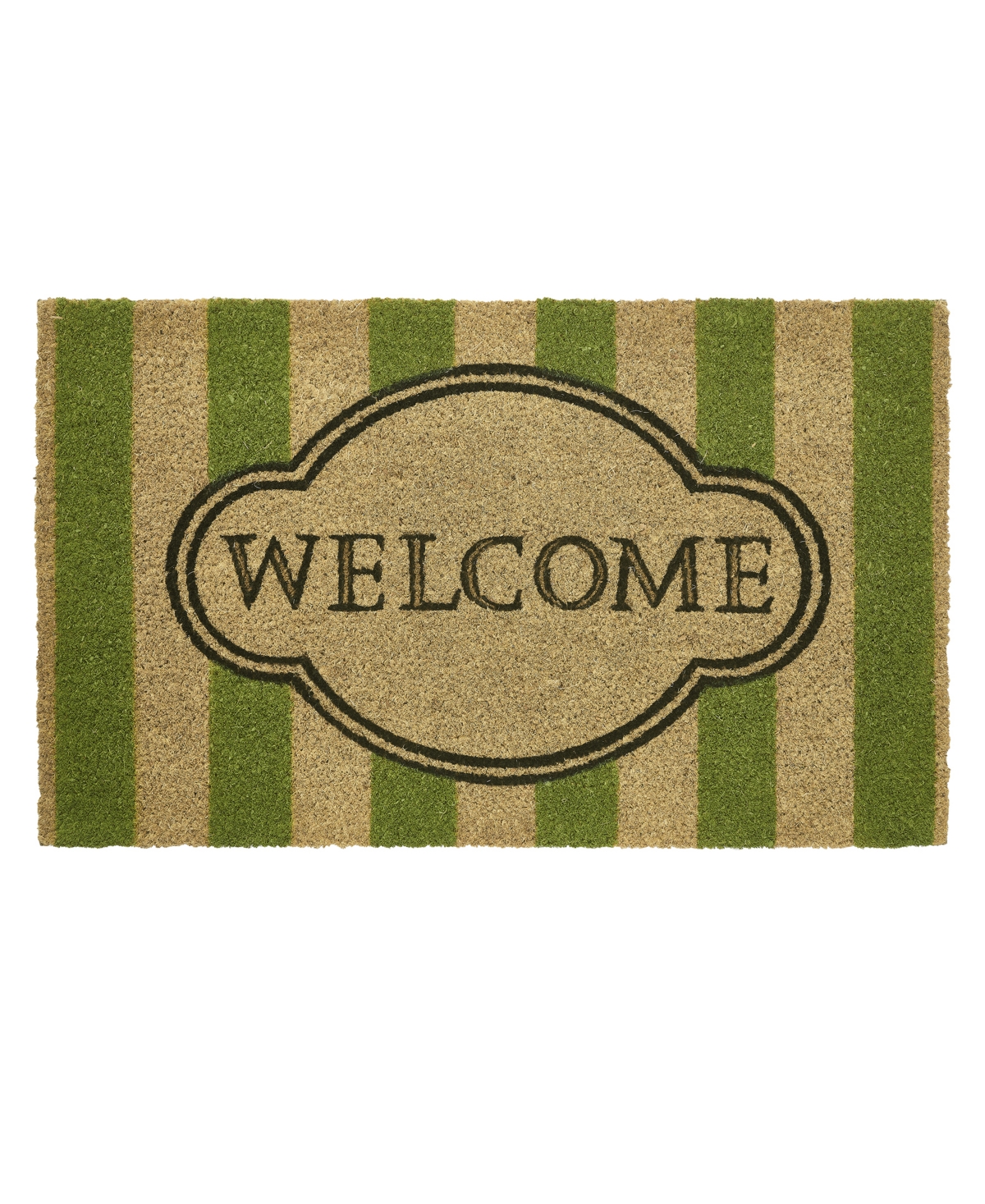 Vcny Home Welcome Stripe Coir Outdoor Doormat, 18" X 30" In Green