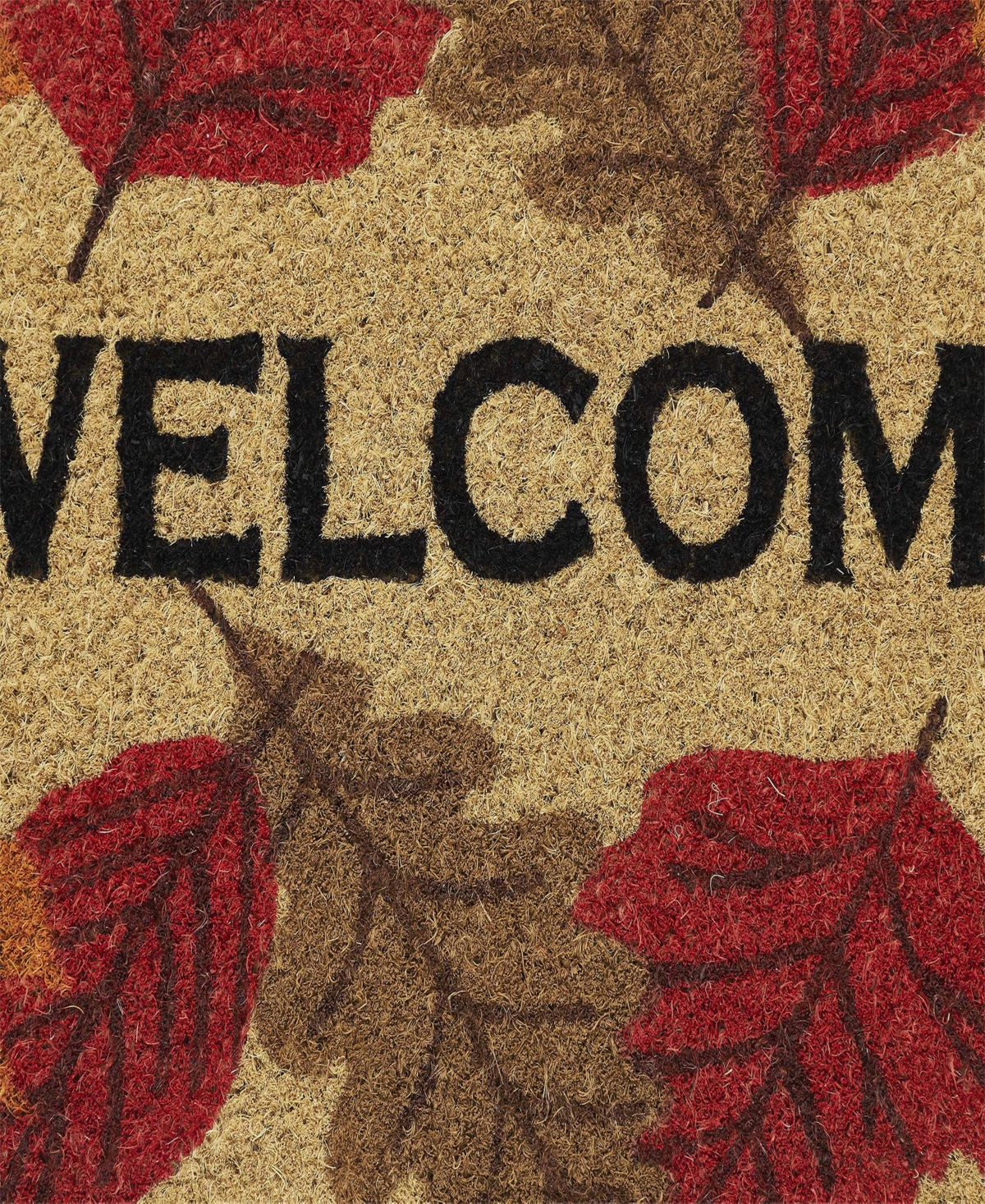 Vcny Home Welcome Leaf Outdoor Coir Doormat, 18" X 30" In Brown