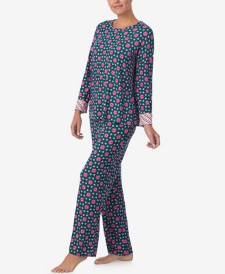 Women's Printed Round Neck Top and Pants Pajama Set