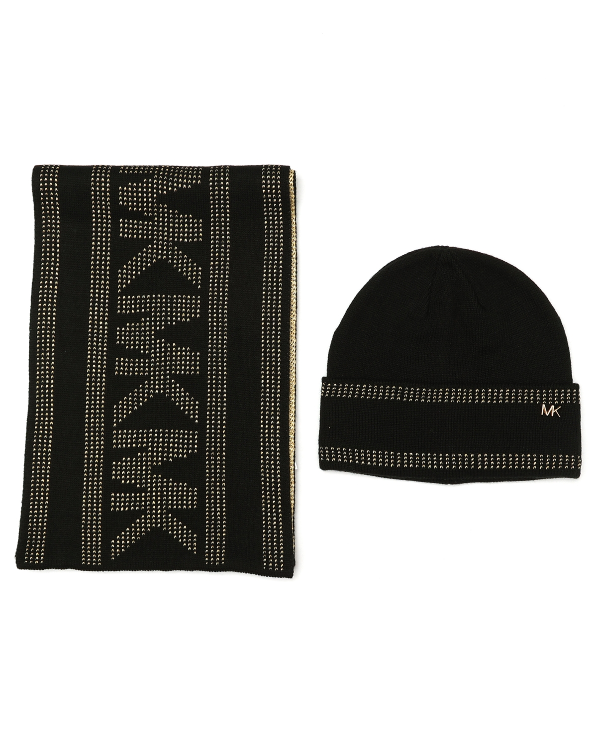 Michael Kors Michael  Women's Signature 2-piece Mk Sport Tape Cuff Beanie And Scarf Set In Brown