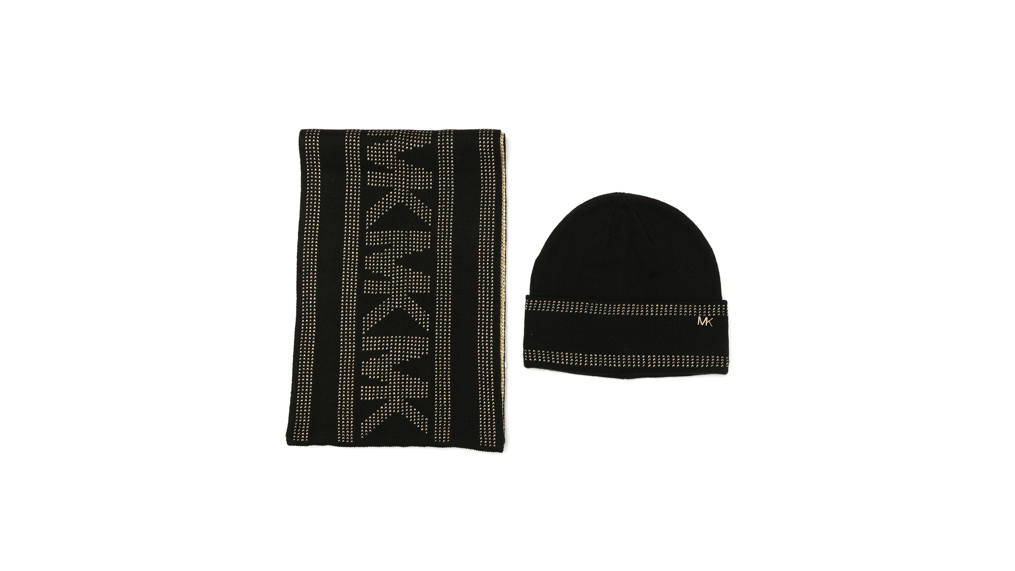 Michael Michael Kors Women's Signature 2-Piece Mk Sport Tape Cuff Beanie and Scarf Set