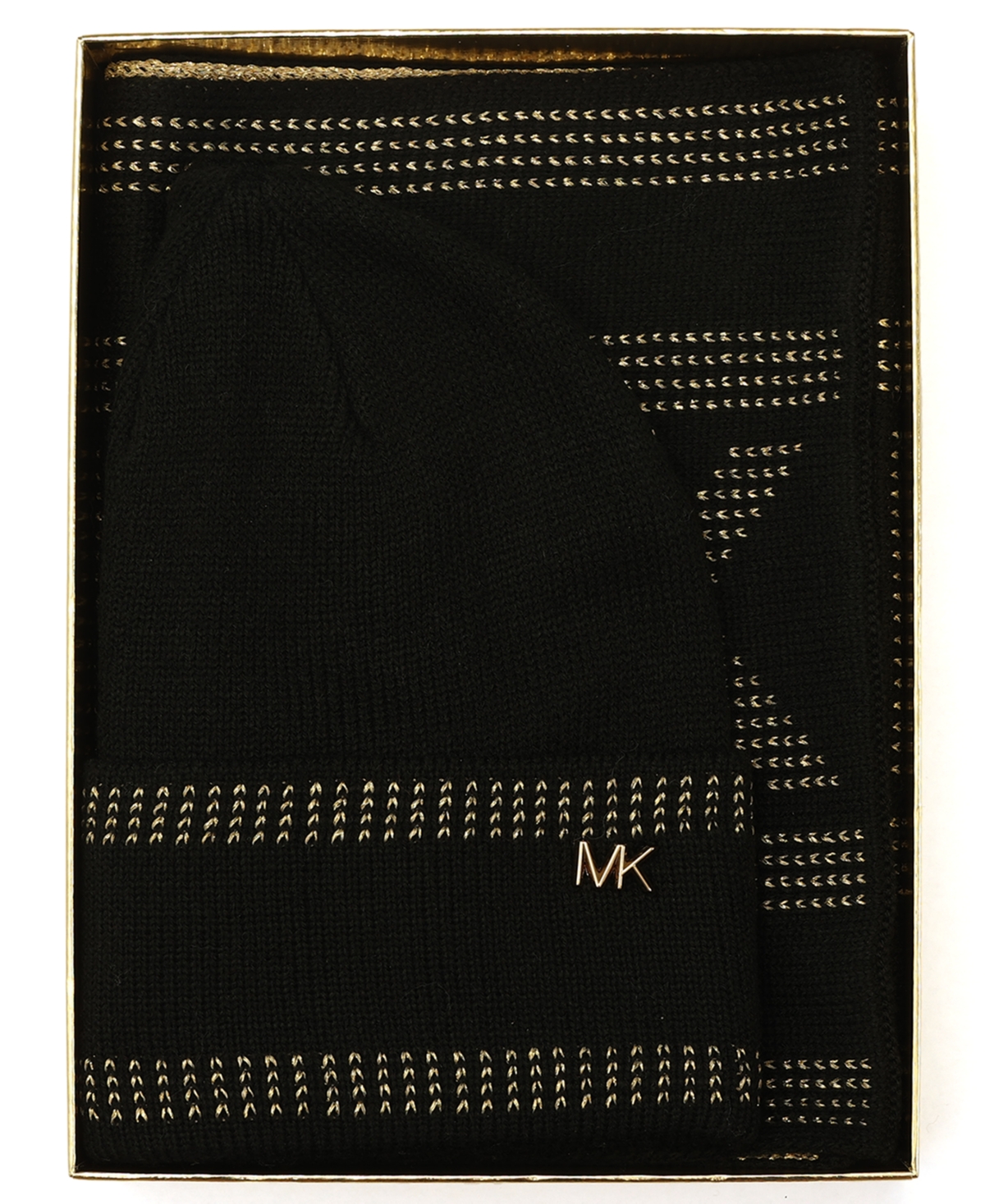 Michael Kors Michael  Women's Signature 2-piece Mk Sport Tape Cuff Beanie And Scarf Set In Brown