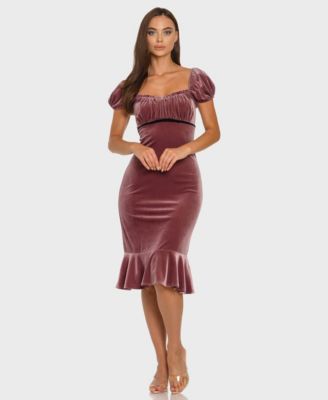 Alex & Sophia - Women's Puff Sleeve Midi Dress