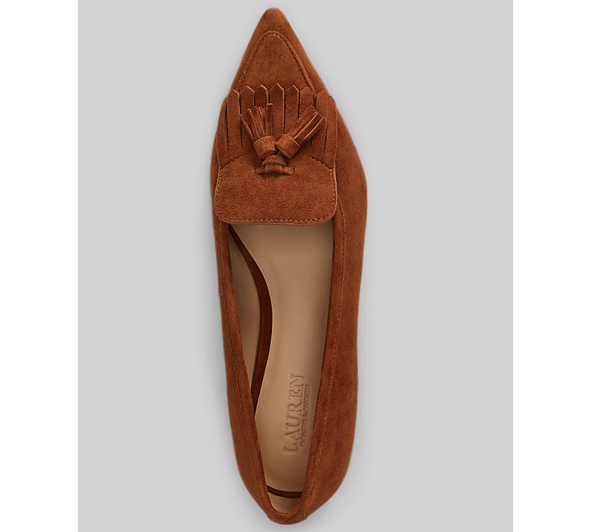 Ralph Lauren Women's Londyn Sheep-suede Kiltie Ballet Flats In Brown