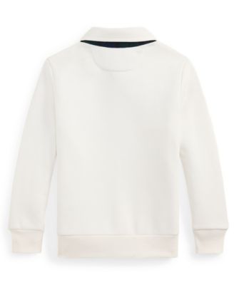 Boys' 2-7 Plaid-Trim Fleece Polo-Collar Sweatshirt