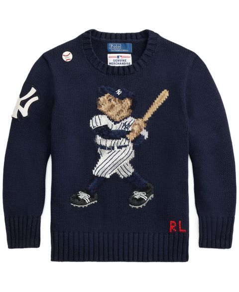 Детский свитер Polo Ralph Lauren Yankees Bear Long-Sleeves, цвет: Королевский синий тёмно-синий