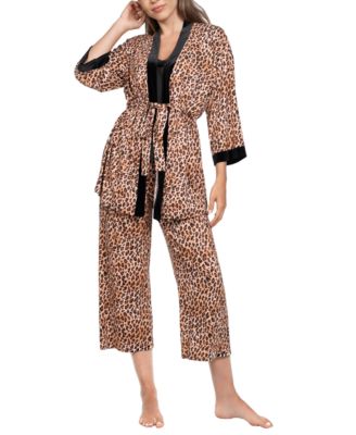 Linea Donatella - Women's 3-Piece Sleeveless Cami Top, Pants and Wrapper Pajama Set