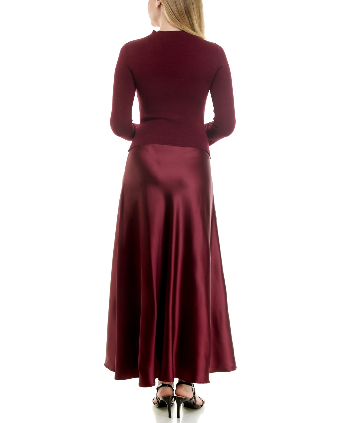 Taylor Women's Satin Twofer A-Line Sweater Dress