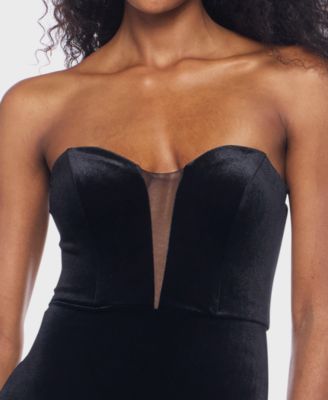 Junior's Strapless Midi Feather Dress