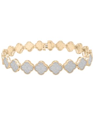 Clover Diamond Bracelet (1 ct. t.w.) in 14k Gold Plated Over Sterling Silver