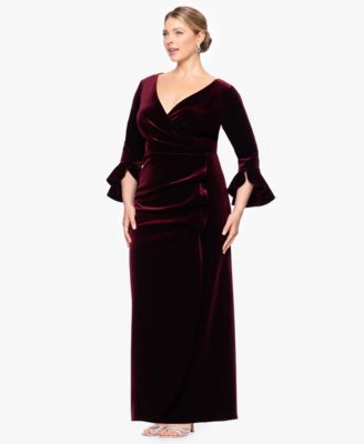 Plus Size Velvet V-Neck Dress