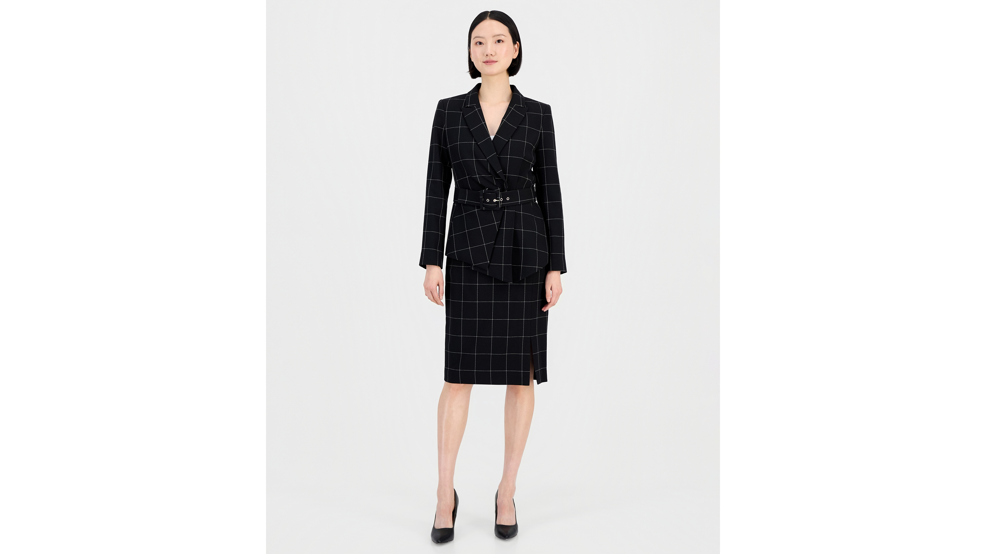 Tahari Asl Women's Windowpane-Print Skirt Suit Set