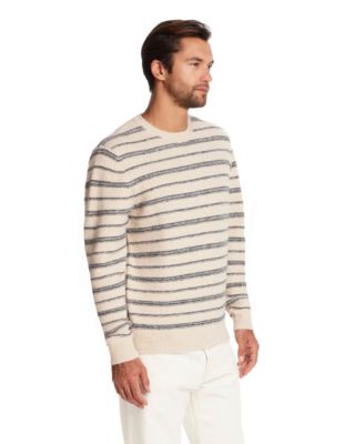 Men's Fuzzy Striped Crewneck Sweater