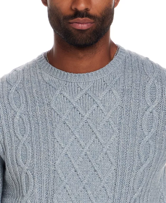 Men's Alpaca Blend Mixy Cable Knit Crew Neck Sweater - thumbnail 3