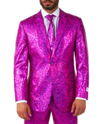 Men's Silver Suit - New Years And Christmas Party Costume - Metallic Shiny Silver - Includes Blazer, Pants and Tie
