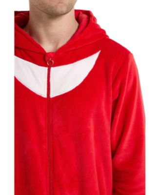 Men's Official Knuckles Union Suit - Sonic the Hedgehog Body Suit for Adults - Red